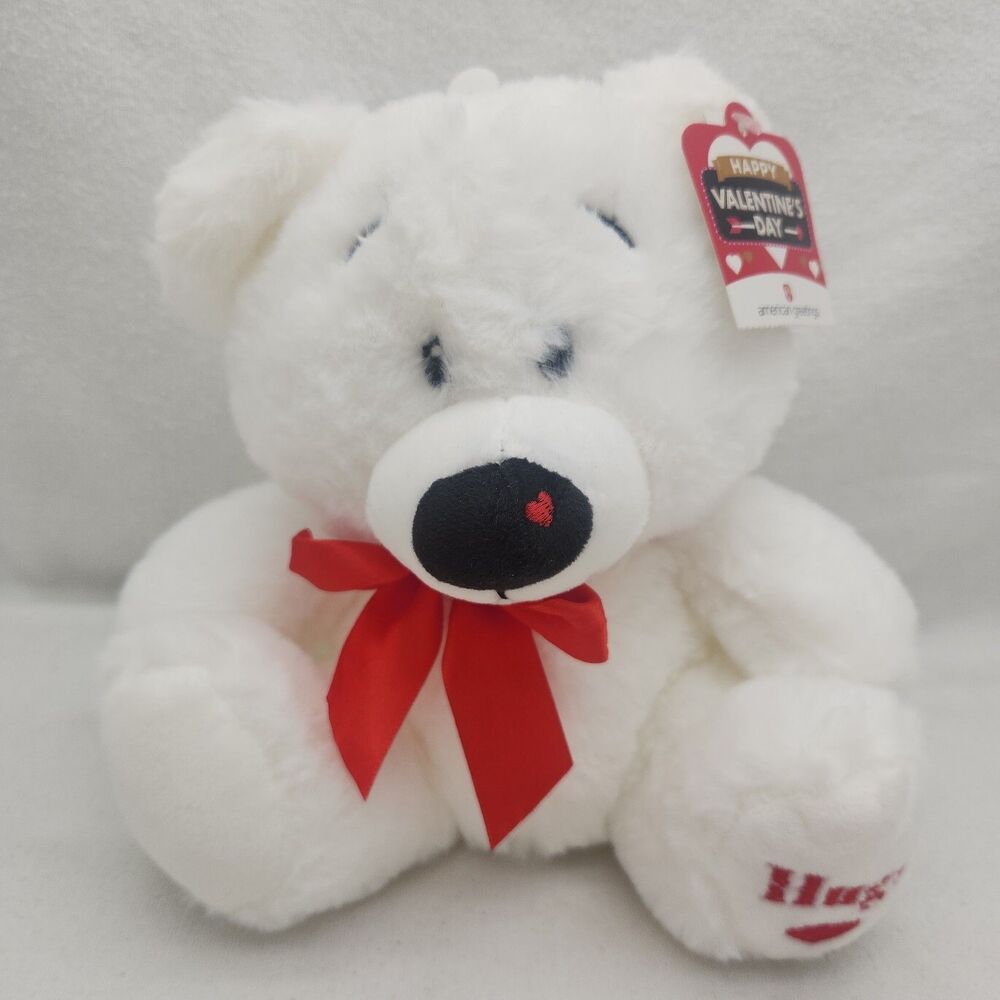 Stuffed Animal American Greetings Valentine's Teddy Polar Bear Plush 9" 2022 New